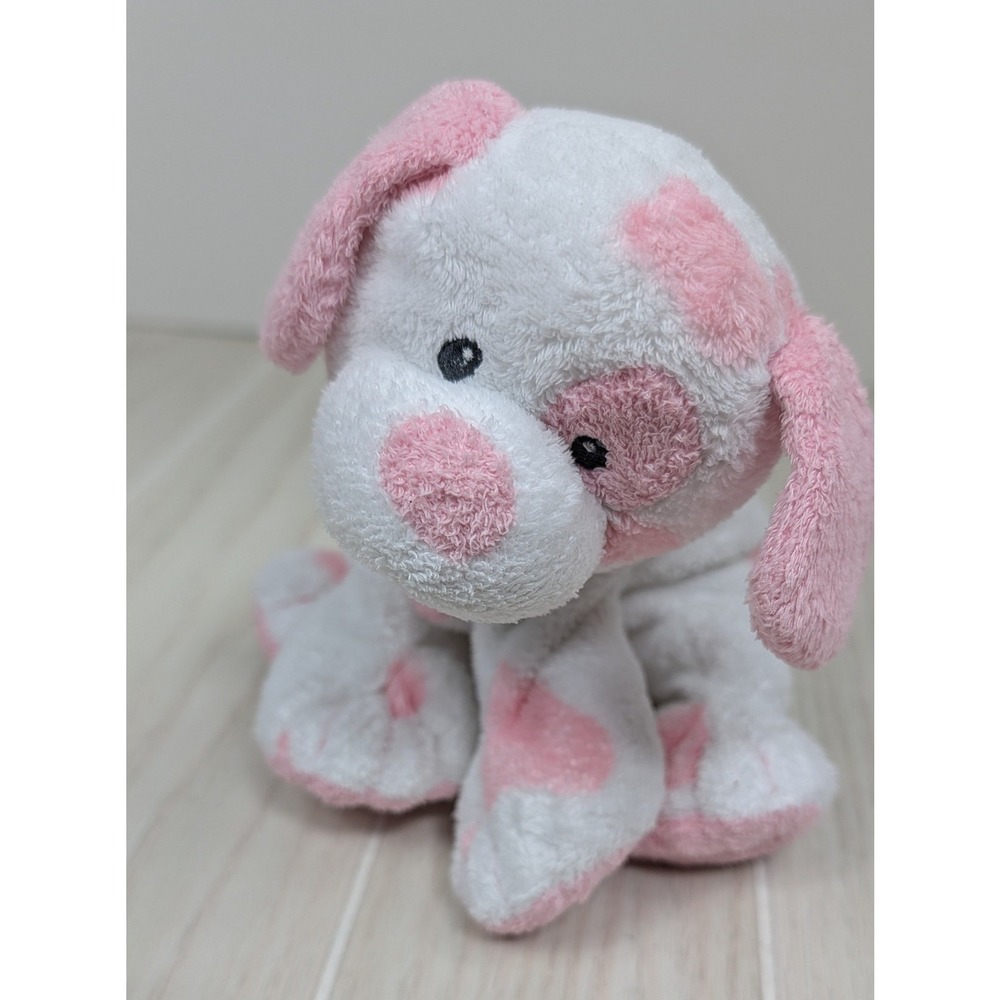 Ty Pluffies Baby Pup Plush Puppy Dog White Pink Spots TyLux 2007 Sewn eyes READ